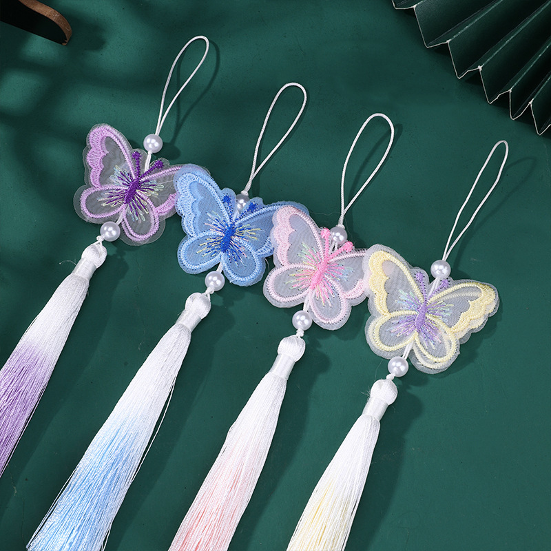 Car Accessories Xmas - Borla de mariposa con bordado de